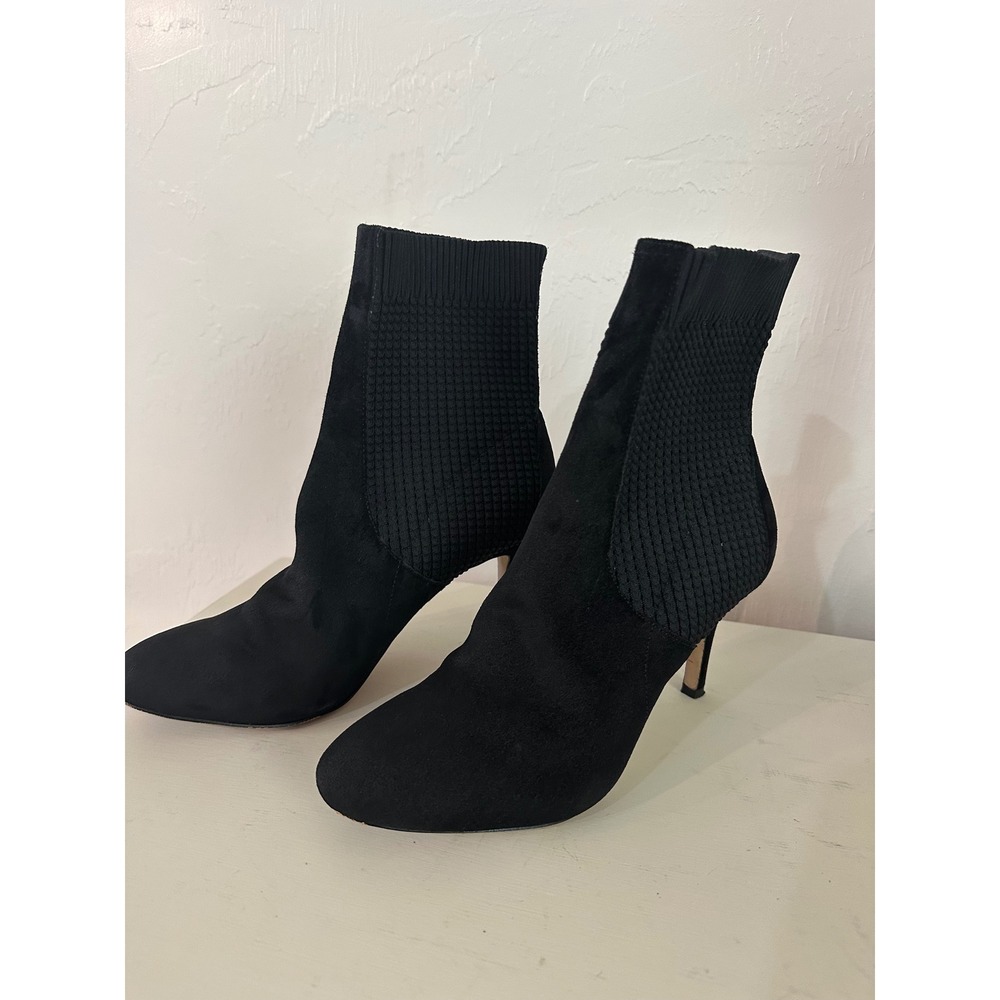 Corso Como Hariette Black Suede Knit Sock Ankle Boots Stiletto Heel 8M